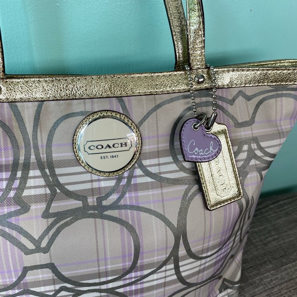 🩶 COACH Signature Tartan Plaid Shoulder Bag - Picture 3 of 16